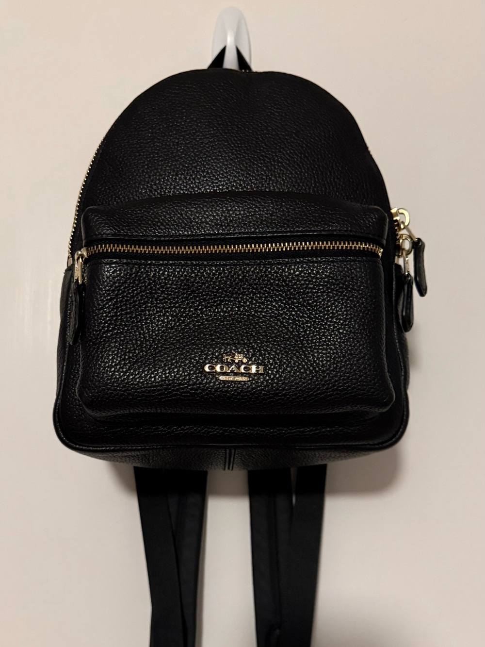 Coach Mini Charlie Backpack in black pebbled
